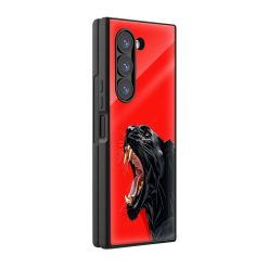 Roaring Black Panther Samsung Z Fold Glass Case