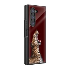Leopard Minimalist Art Samsung Z Fold Glass Case