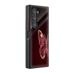Half Red Butterfly Samsung Z Fold Glass Case