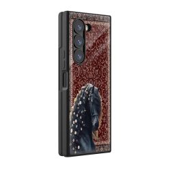 Floral Friesian Horse Samsung Z Fold Glass Case