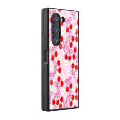 Cherry Daisy Pattern Samsung Z Fold Glass Case