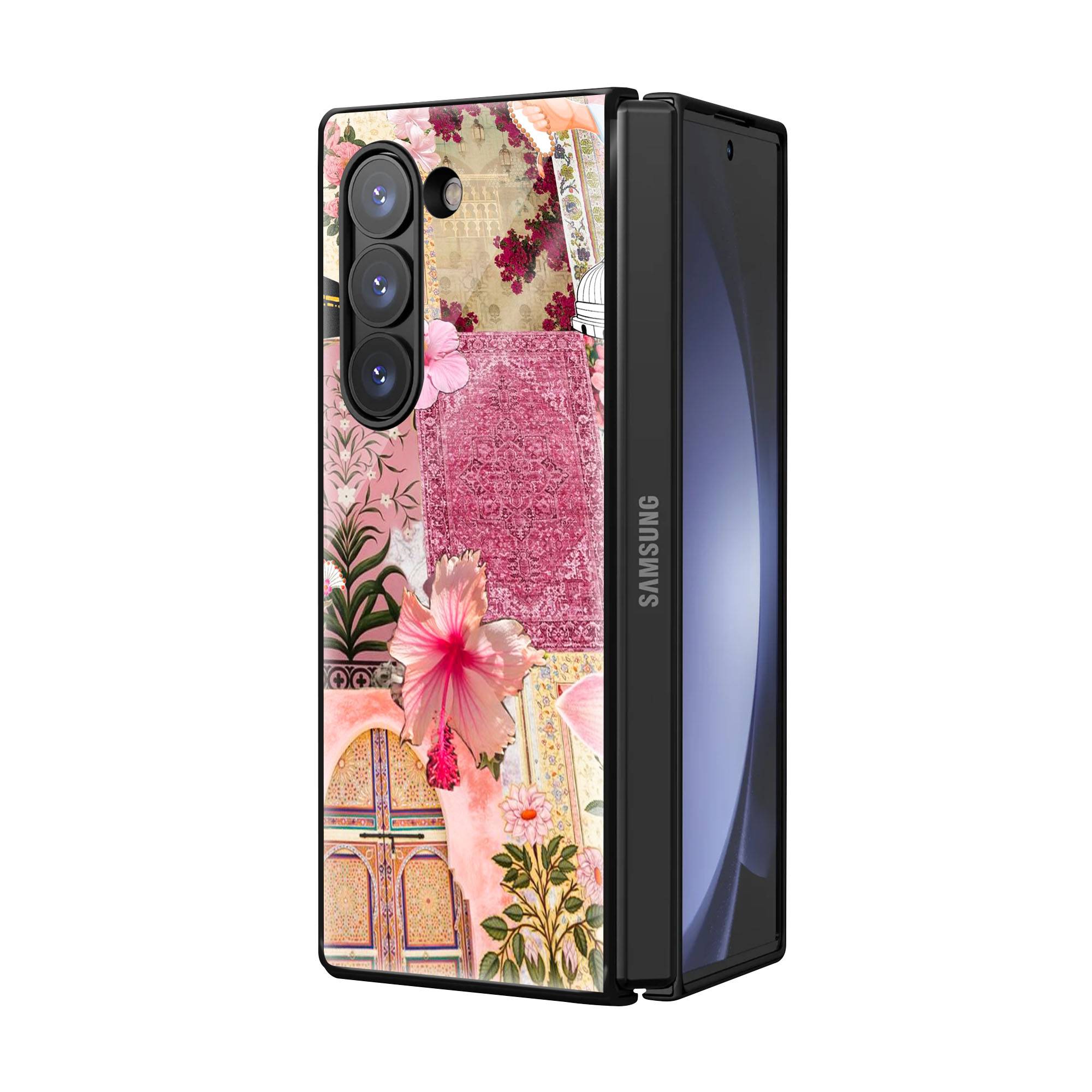 Pink Petals Faith Samsung Z Fold Glass Case - Image 2