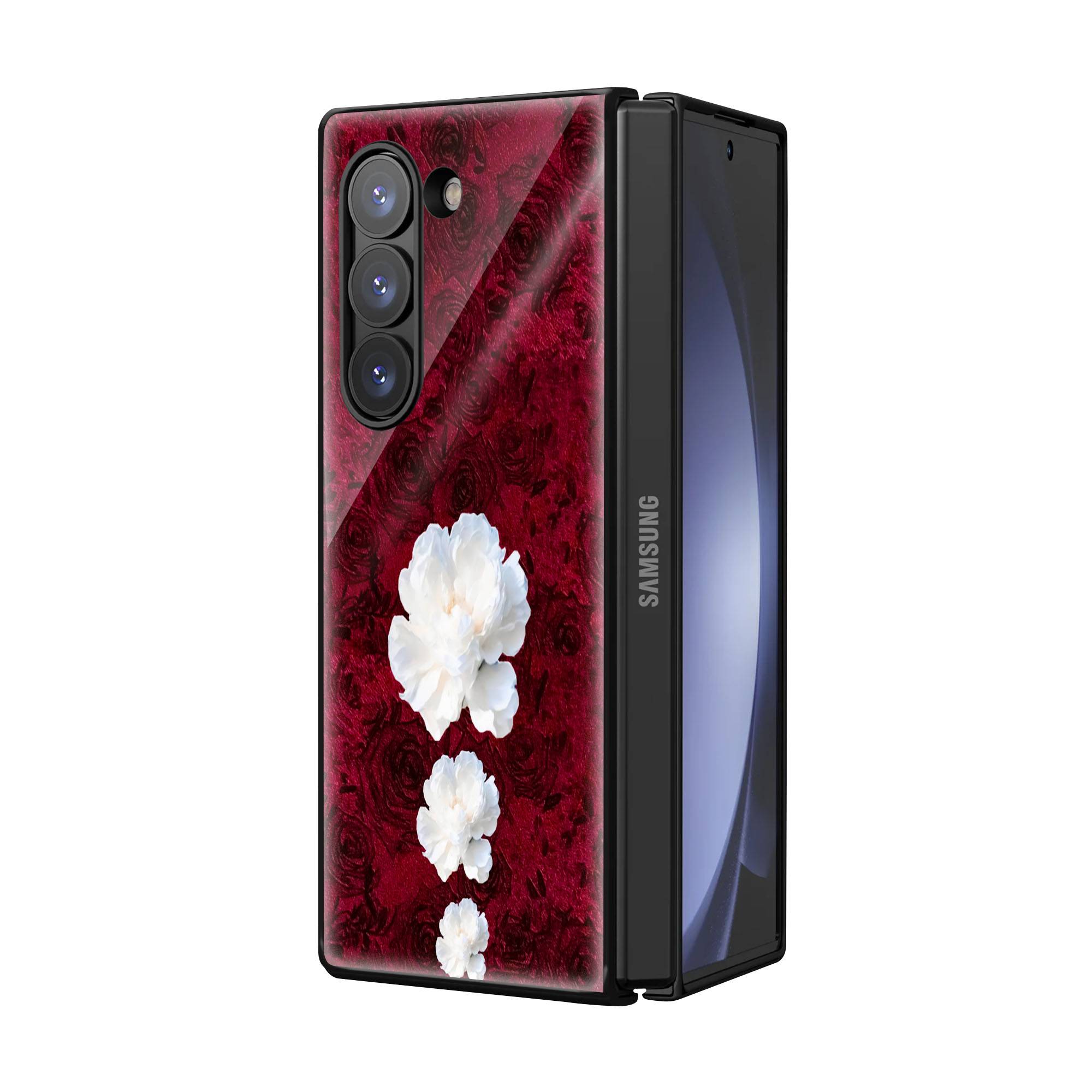 Persian White Floral Samsung Z Fold Glass Case - Image 2