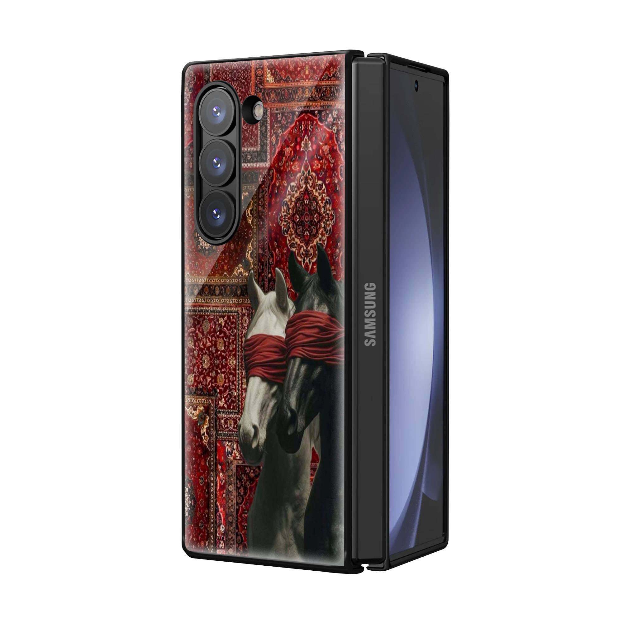 Persian Blind Horse Rug Samsung Z Fold Glass Case - Image 2
