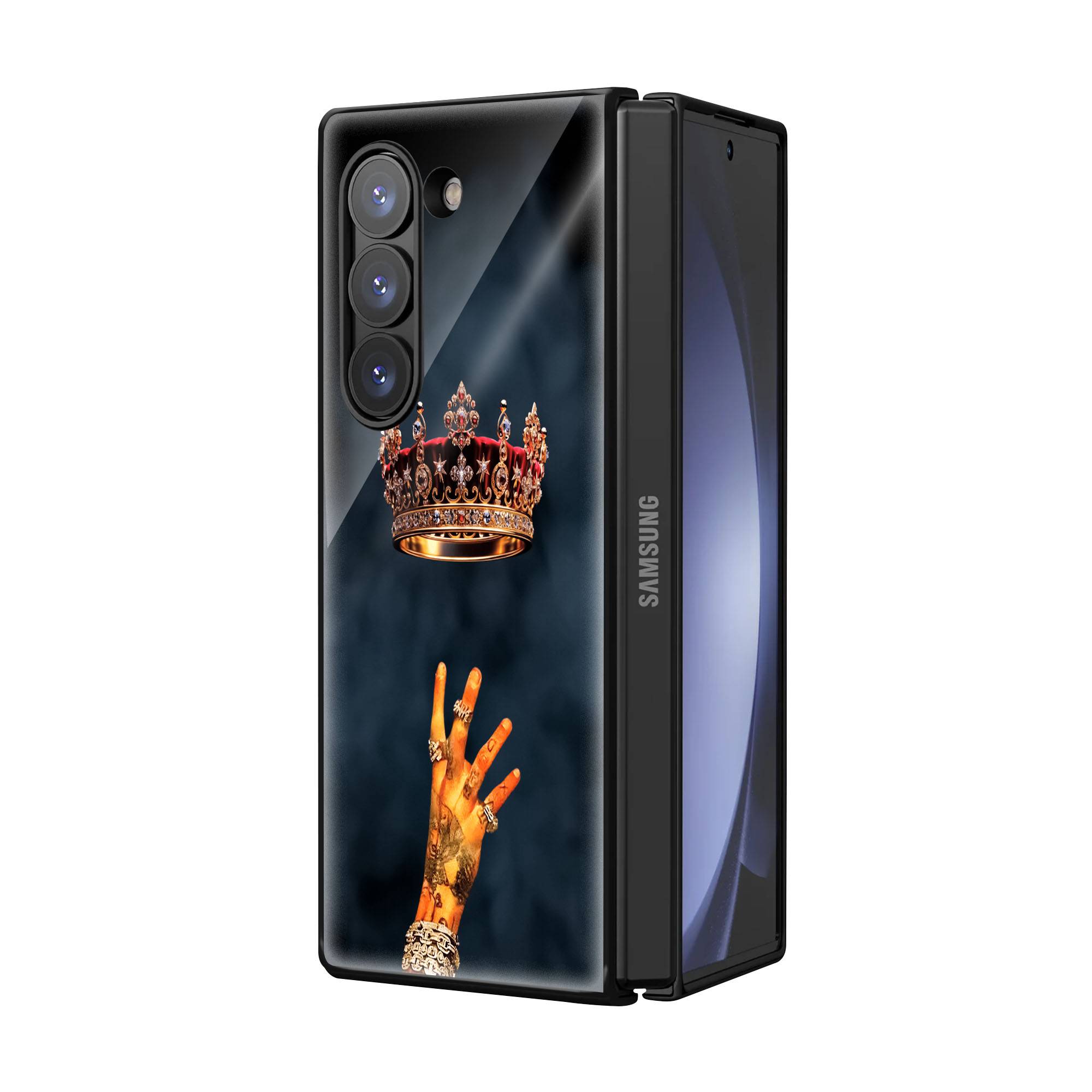 Ornate Crown Samsung Z Fold Glass Case - Image 2