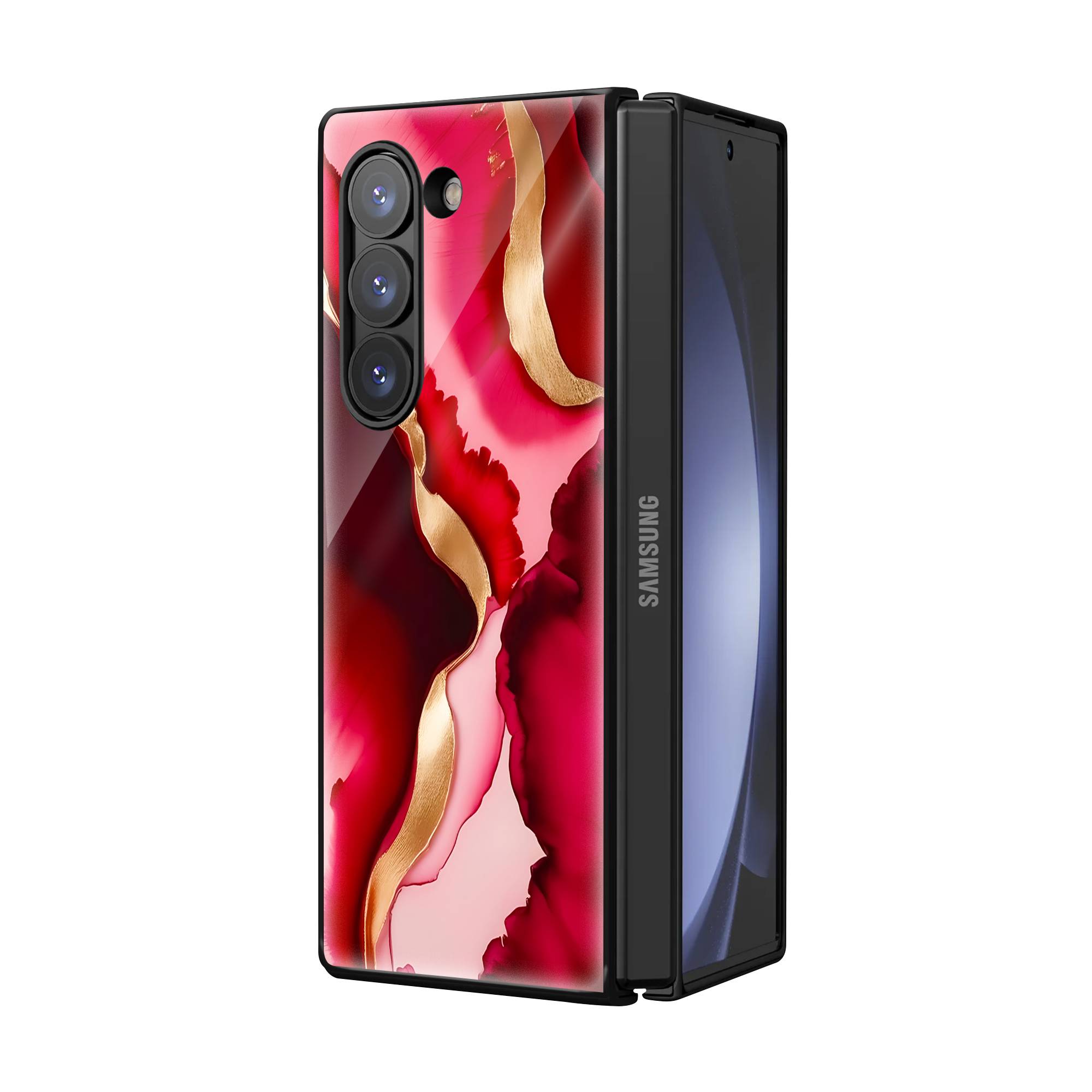 Modern Resin Art Samsung Z Fold Glass Case - Image 2