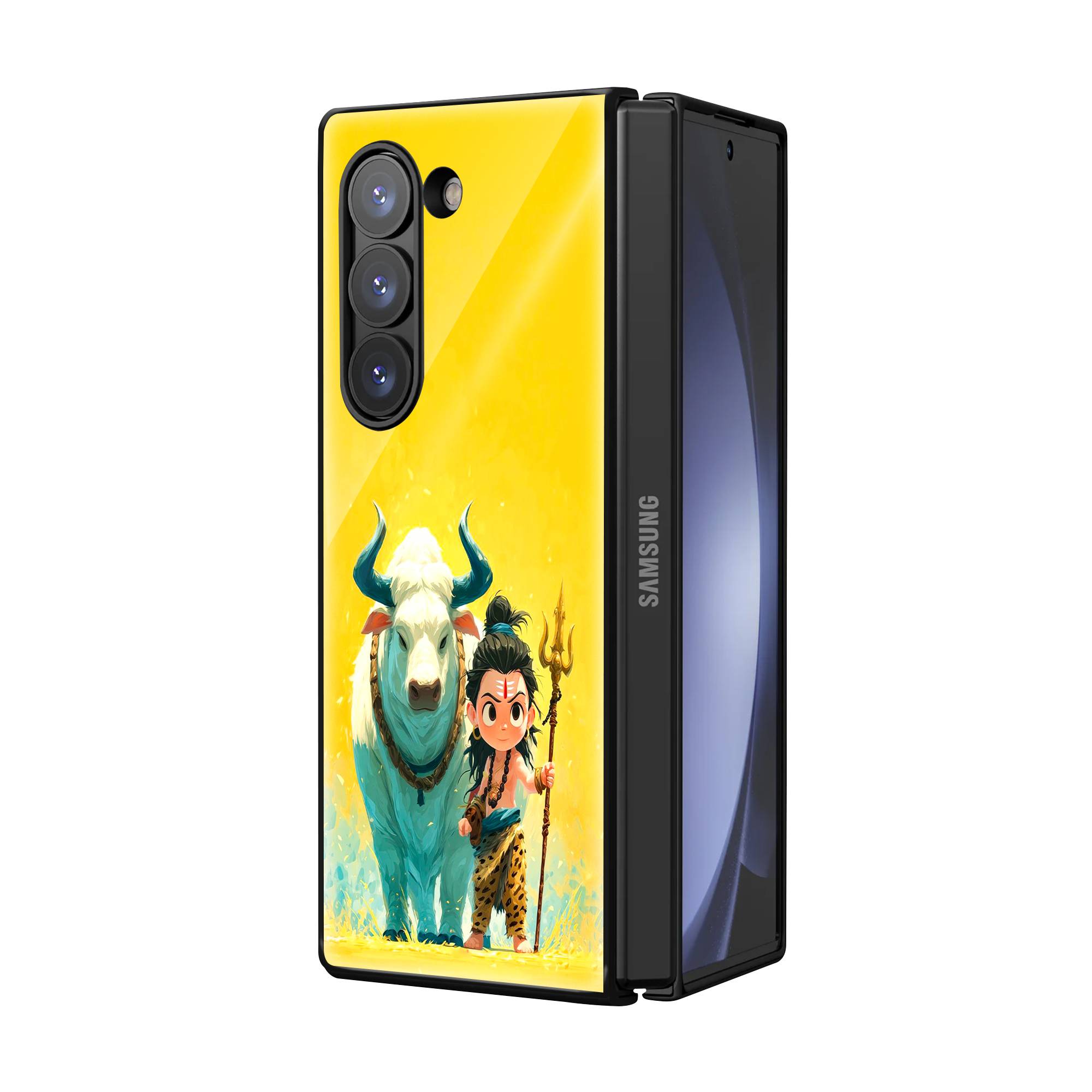 Little Mahadev & Nandi Samsung Z Fold Glass Case - Image 2
