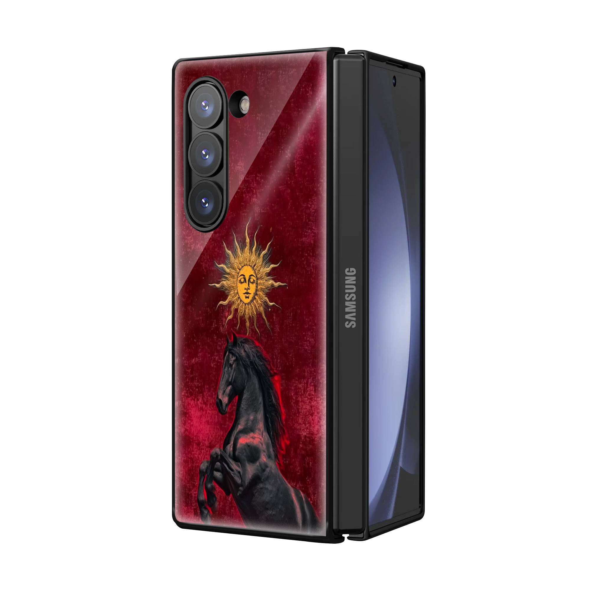 Horse Silhouette Samsung Z Fold Glass Case - Image 2