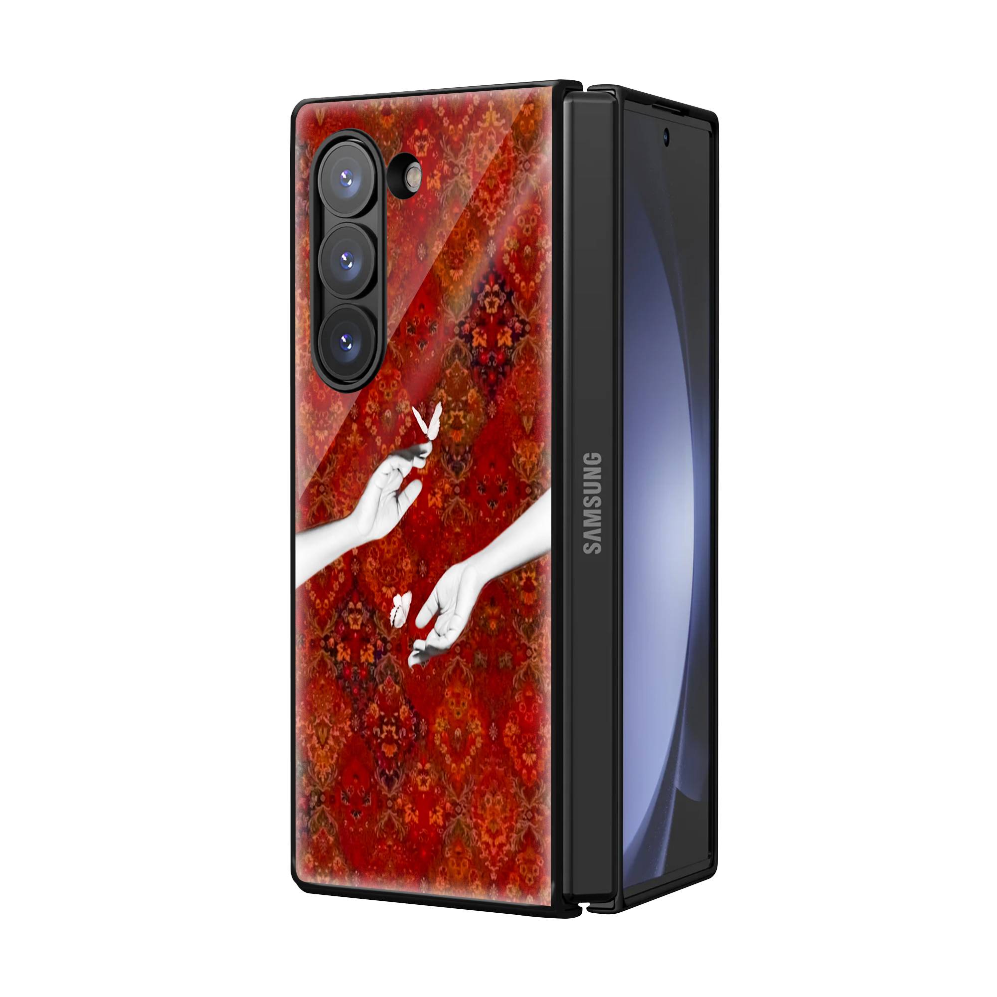 Floating Hand Butterflies Samsung Z Fold Glass Case - Image 2