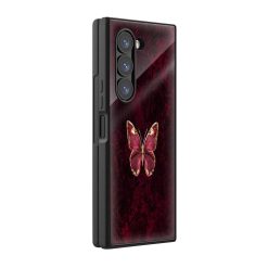 Moody Red Butterfly Samsung Z Fold Glass Case