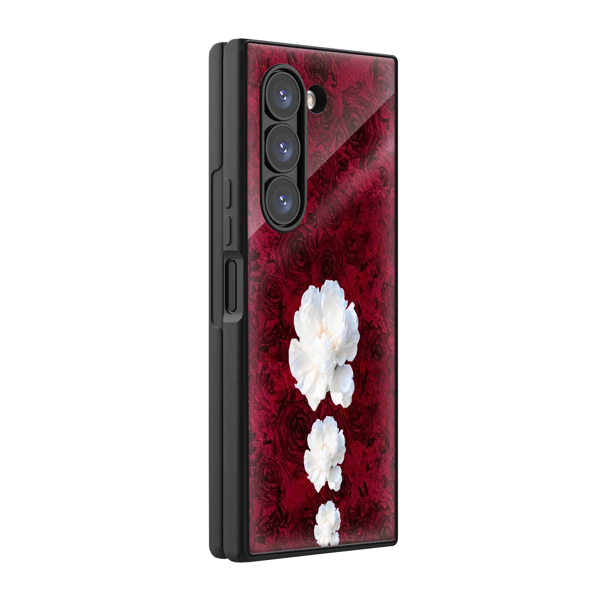 Persian White Floral Samsung Z Fold Glass Case