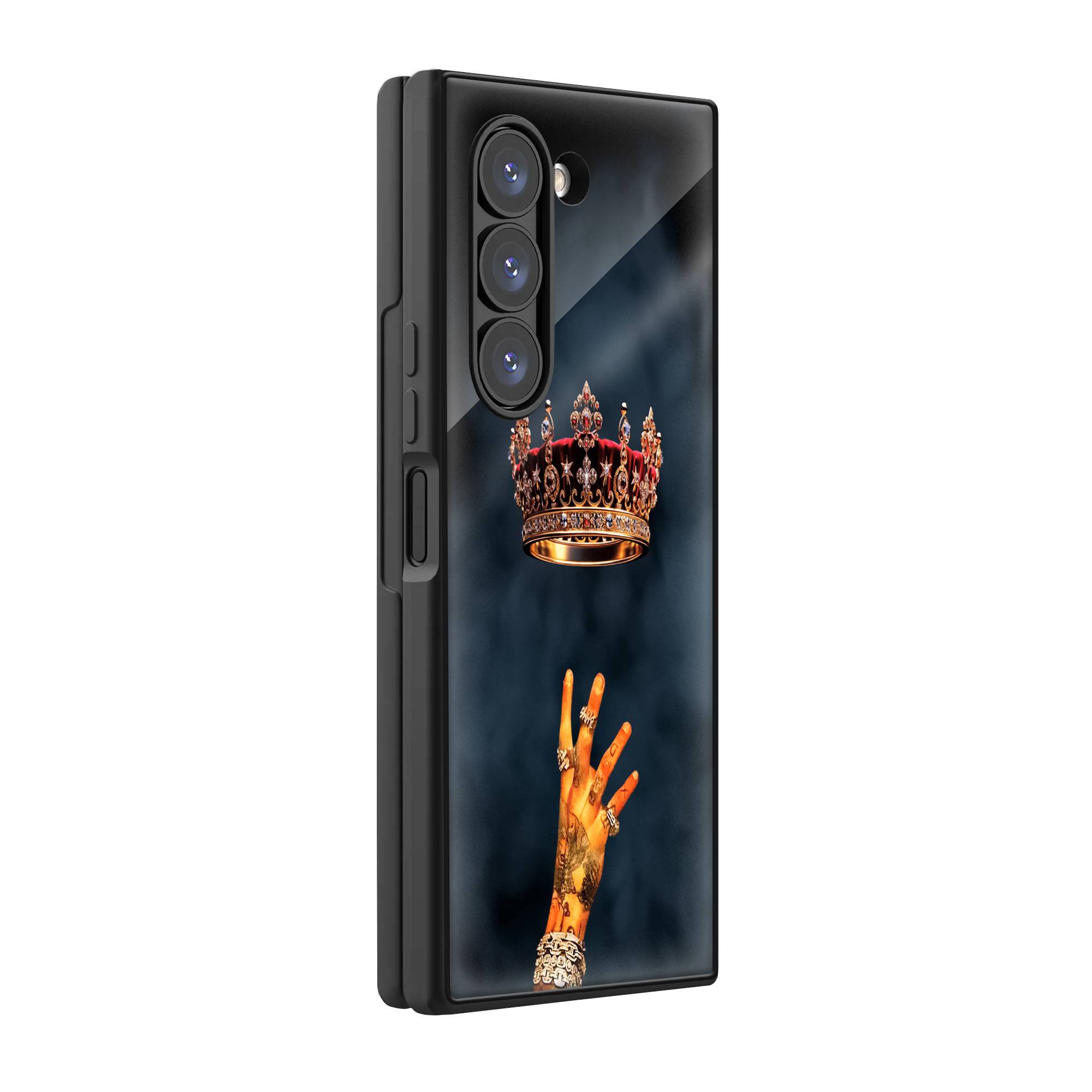 Ornate Crown Samsung Z Fold Glass Case