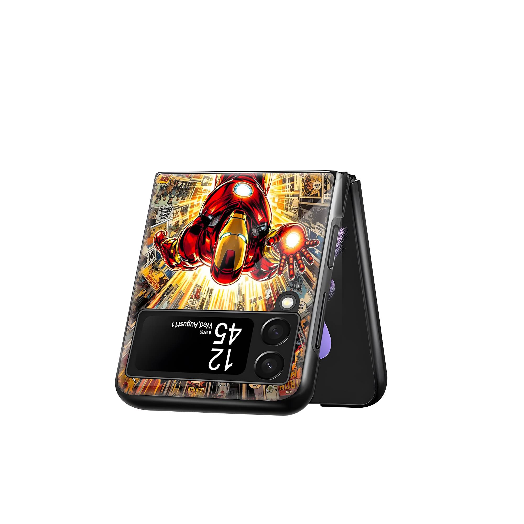 Iron Man Comic Book Samsung Z Flip Glass Case - Image 3
