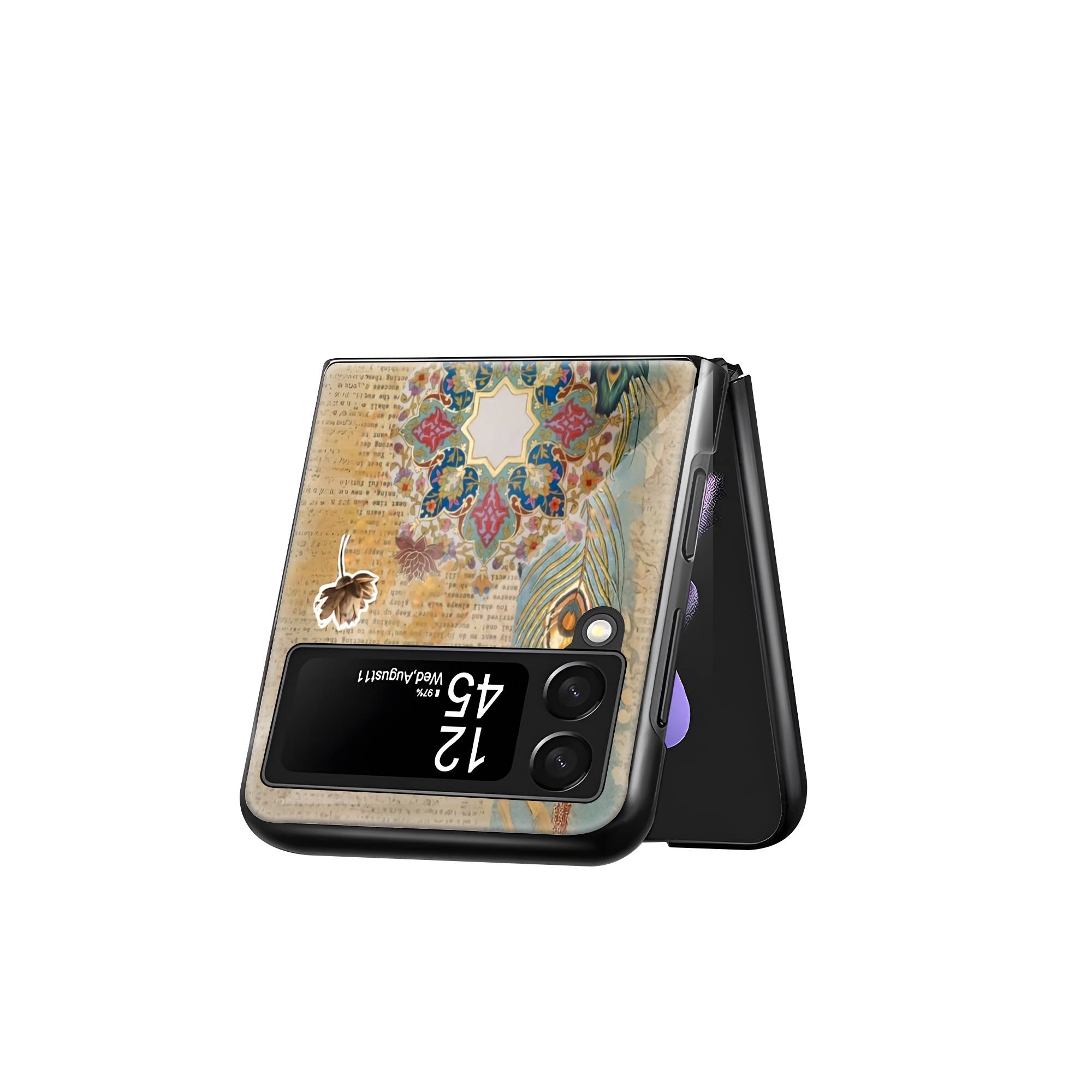 Indigo Bloom Samsung Z Flip Glass Case - Image 3