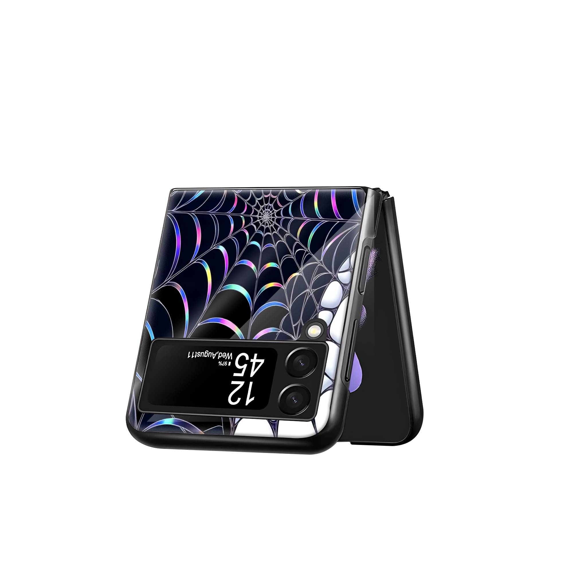 Holographic Web Samsung Z Flip Glass Case - Image 3