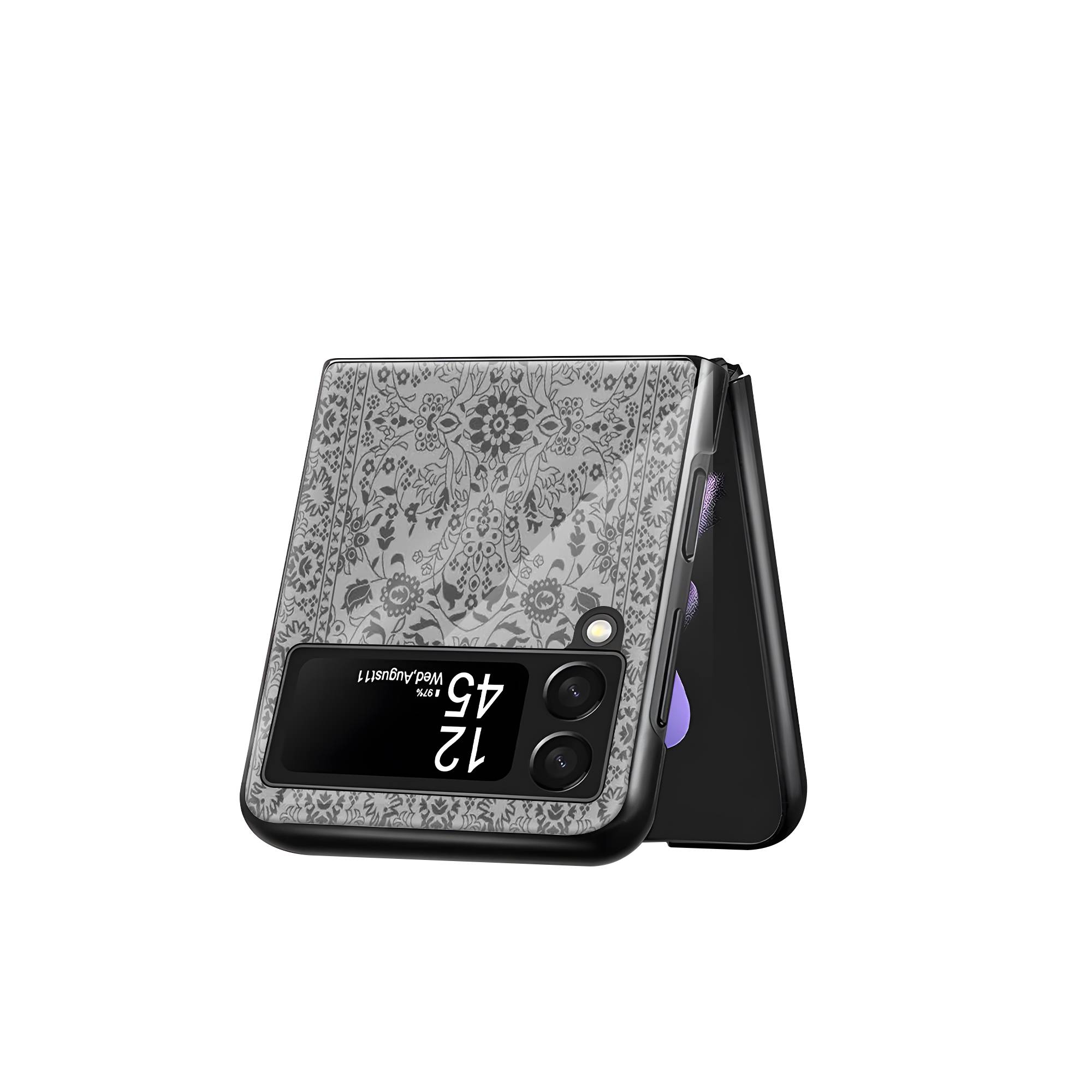 Grayscale Rug Samsung Z Flip Glass Case - Image 3