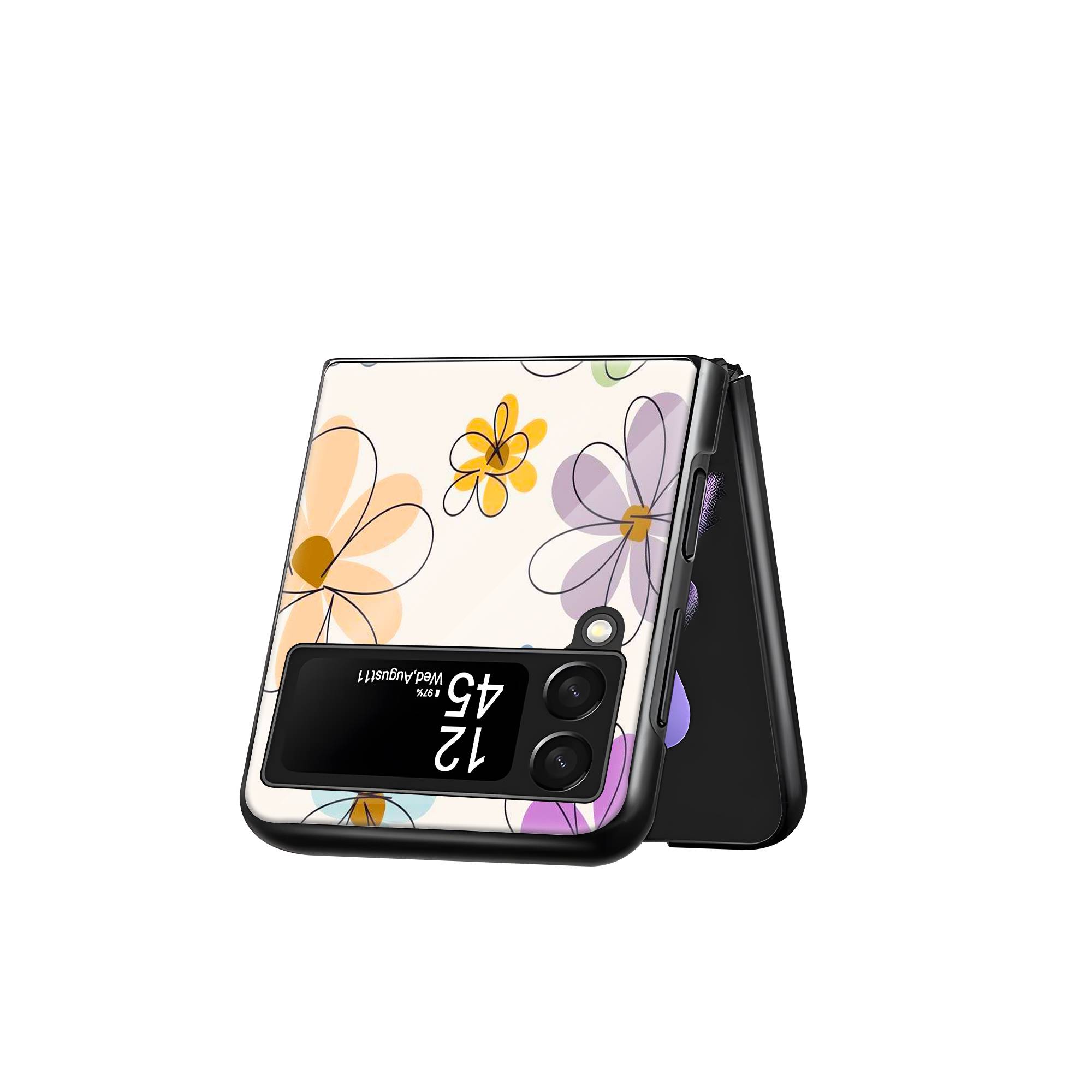 Abstract Floral Samsung Z Flip Glass Case - Image 3