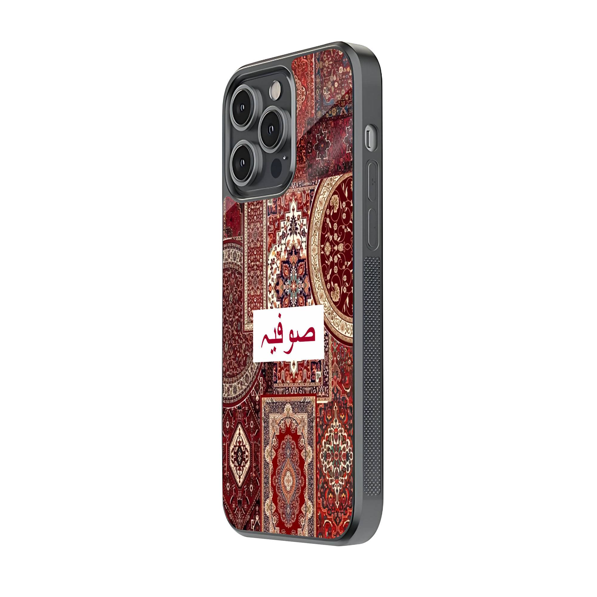 Maroon Mandala Rug Glass Name Case - Image 2