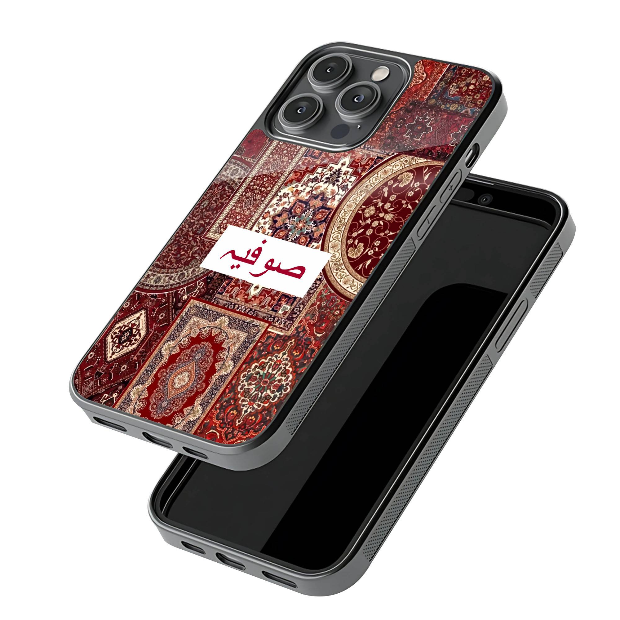 Maroon Mandala Rug Glass Name Case - Image 3