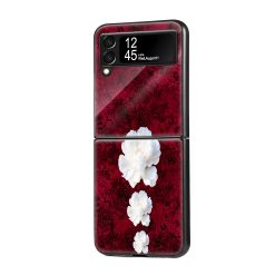 Persian White Floral Samsung Z Flip Glass Case