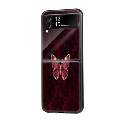 Moody Red Butterfly Samsung Z Flip Glass Case