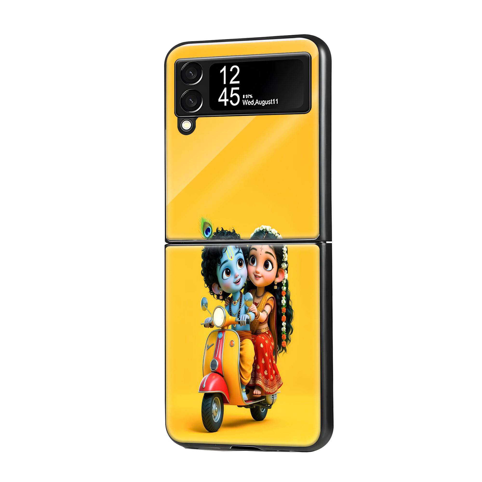 Little Krishna Ride Samsung Z Flip Glass Case