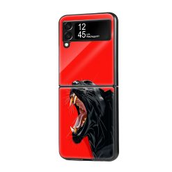 Roaring Black Panther Samsung Z Flip Glass Case