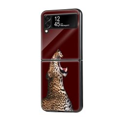 Leopard Minimalist Art Samsung Z Flip Glass Case