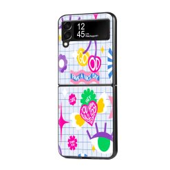 Retro 90s Sticker Samsung Z Flip Glass Case
