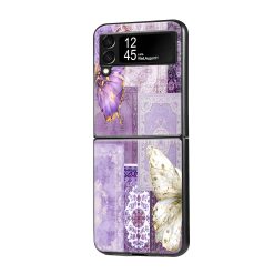 Lavender Butterfly Rug Samsung Z Flip Glass Case