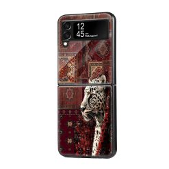 Red Leopard Carpet Samsung Z Flip Glass Case