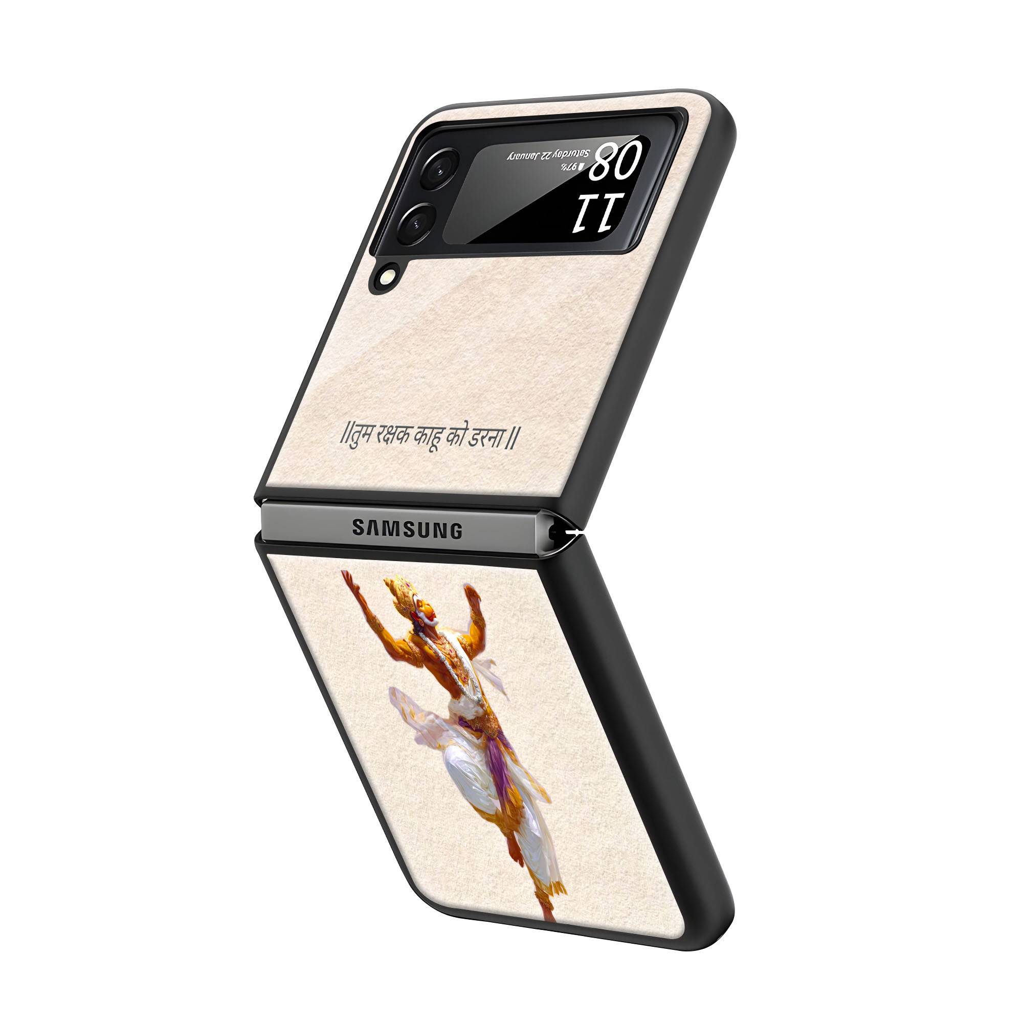 Lord Hanuman Samsung Z Flip Glass Case - Image 2
