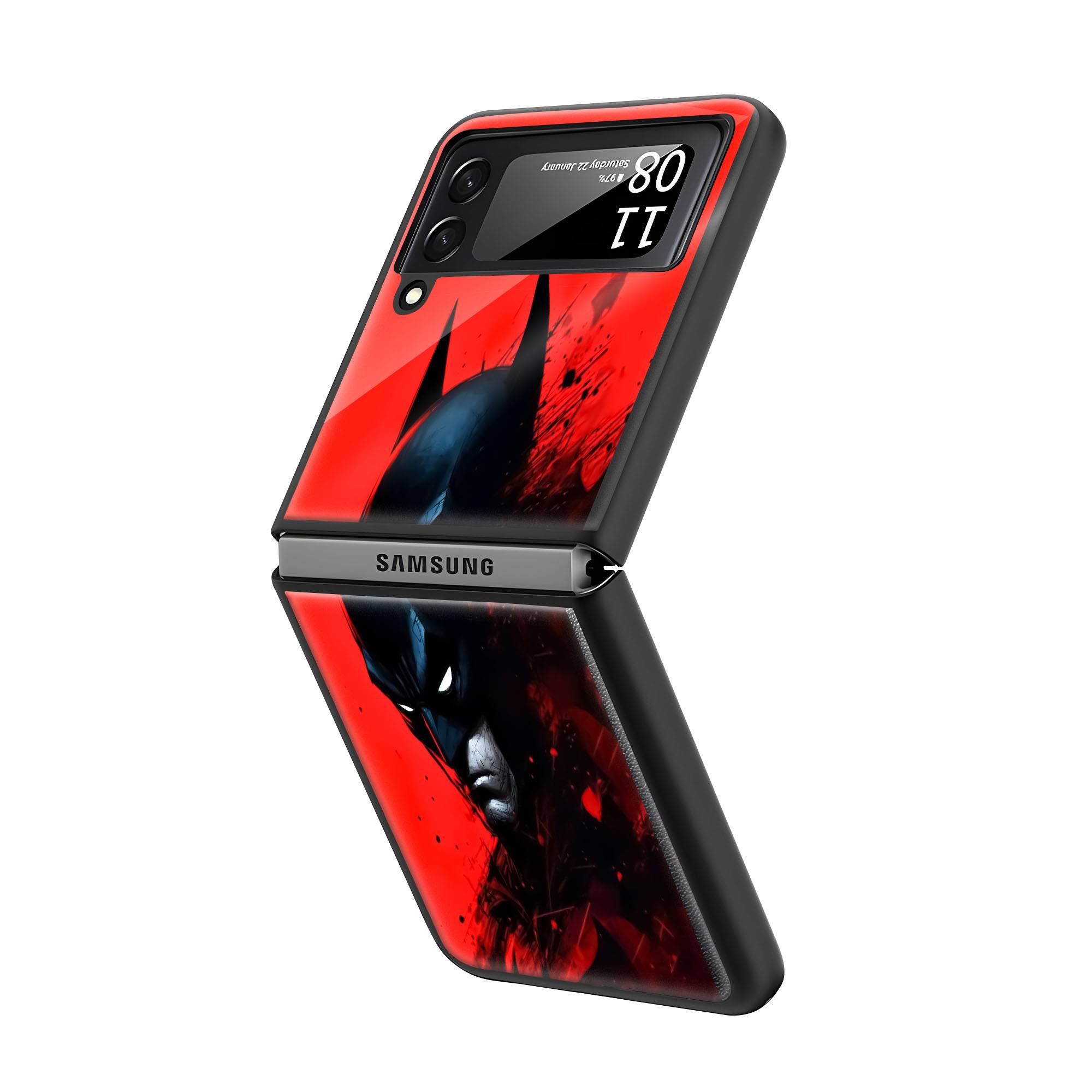 Red Gritty Digital Samsung Z Flip Glass Case - Image 2