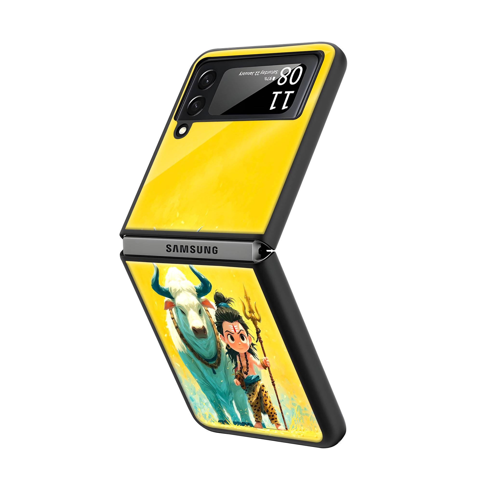 Little Mahadev & Nandi Samsung Z Flip Glass Case - Image 2