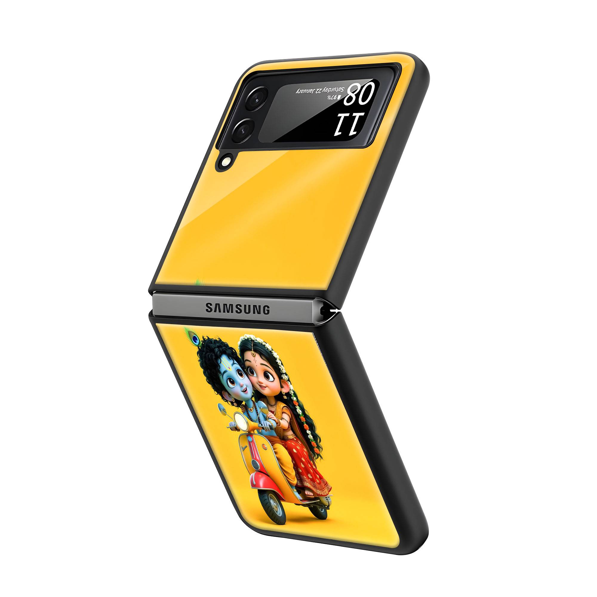 Little Krishna Ride Samsung Z Flip Glass Case - Image 2