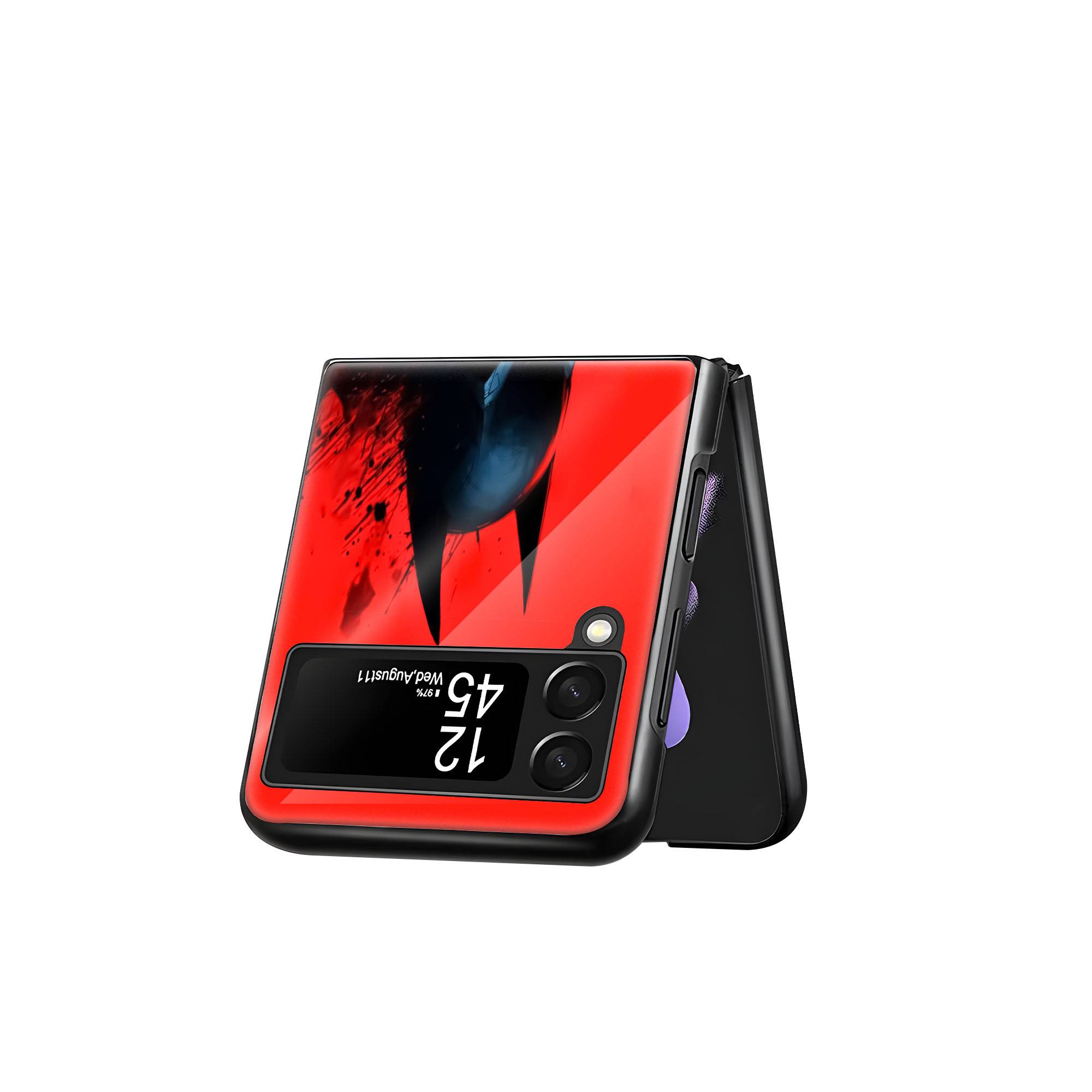 Red Gritty Digital Samsung Z Flip Glass Case - Image 3